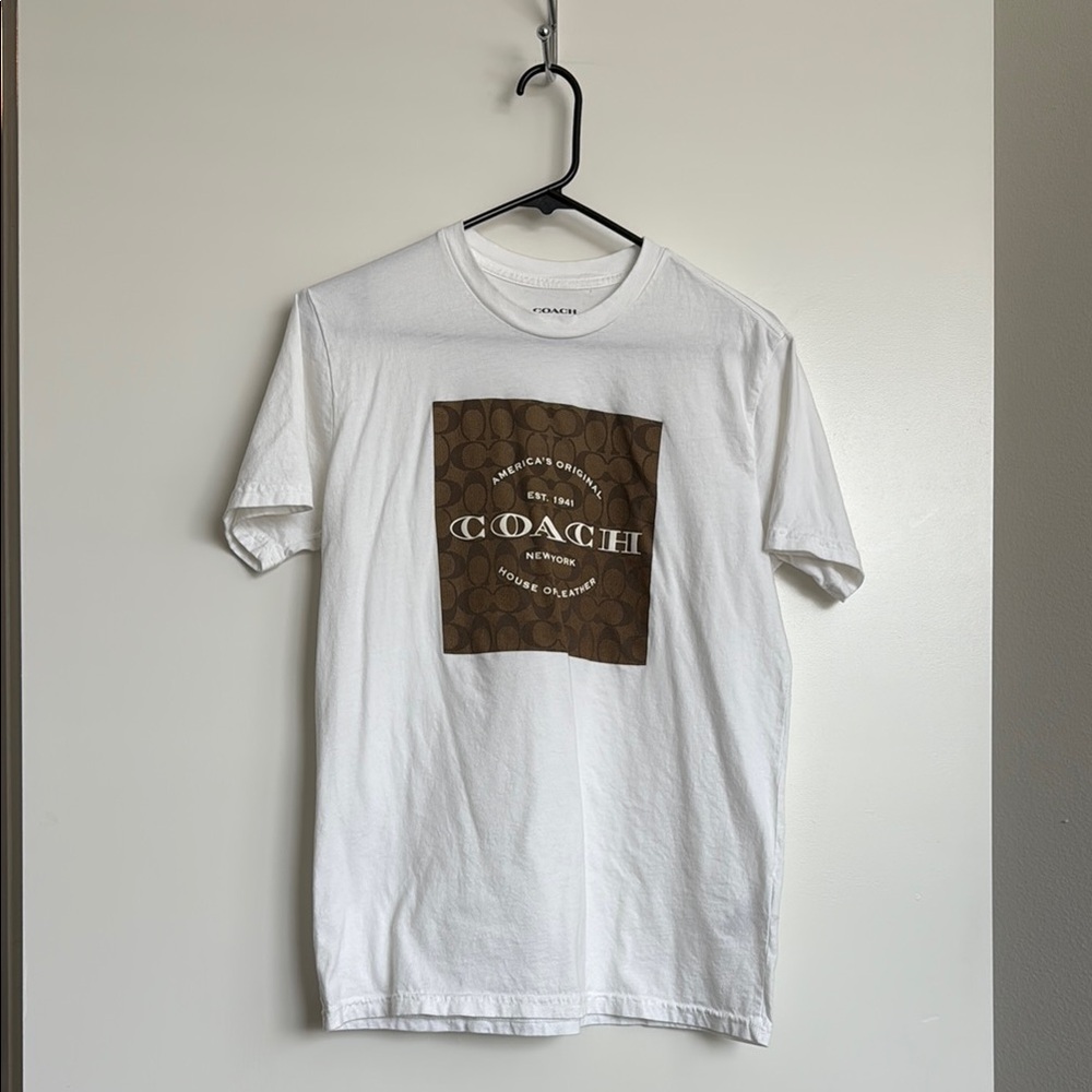 Coach White and Brown Short Sleeve Tees